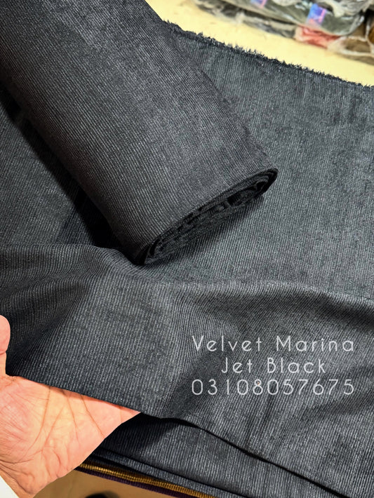 Allover Marina Khaddi Made Velvet Lining Suit | 2 Piece 5 Meters Suit Perfect Gift | Black