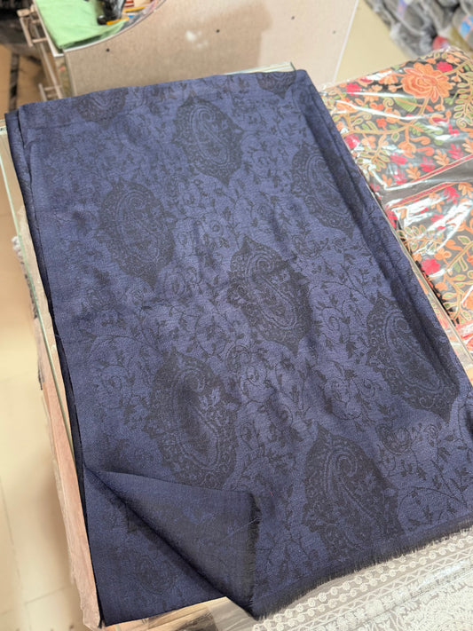 Plain Self Toosh Shawl | Self Design Plain Kashmiri Pure Shawl Perfect Gift | Black With Blue