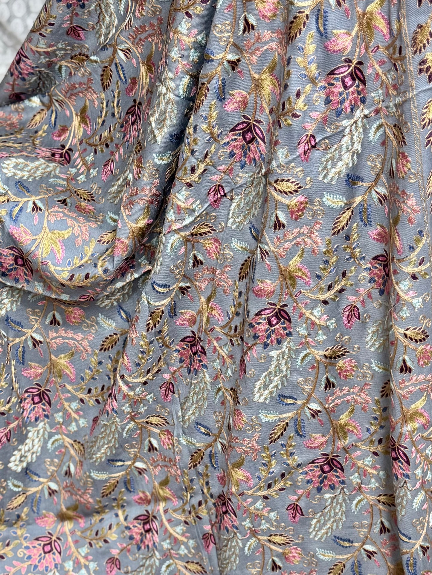 Kashmiri Jaal Shawl | Full Embroidered Shawl Resham Work Aar Embroidery
