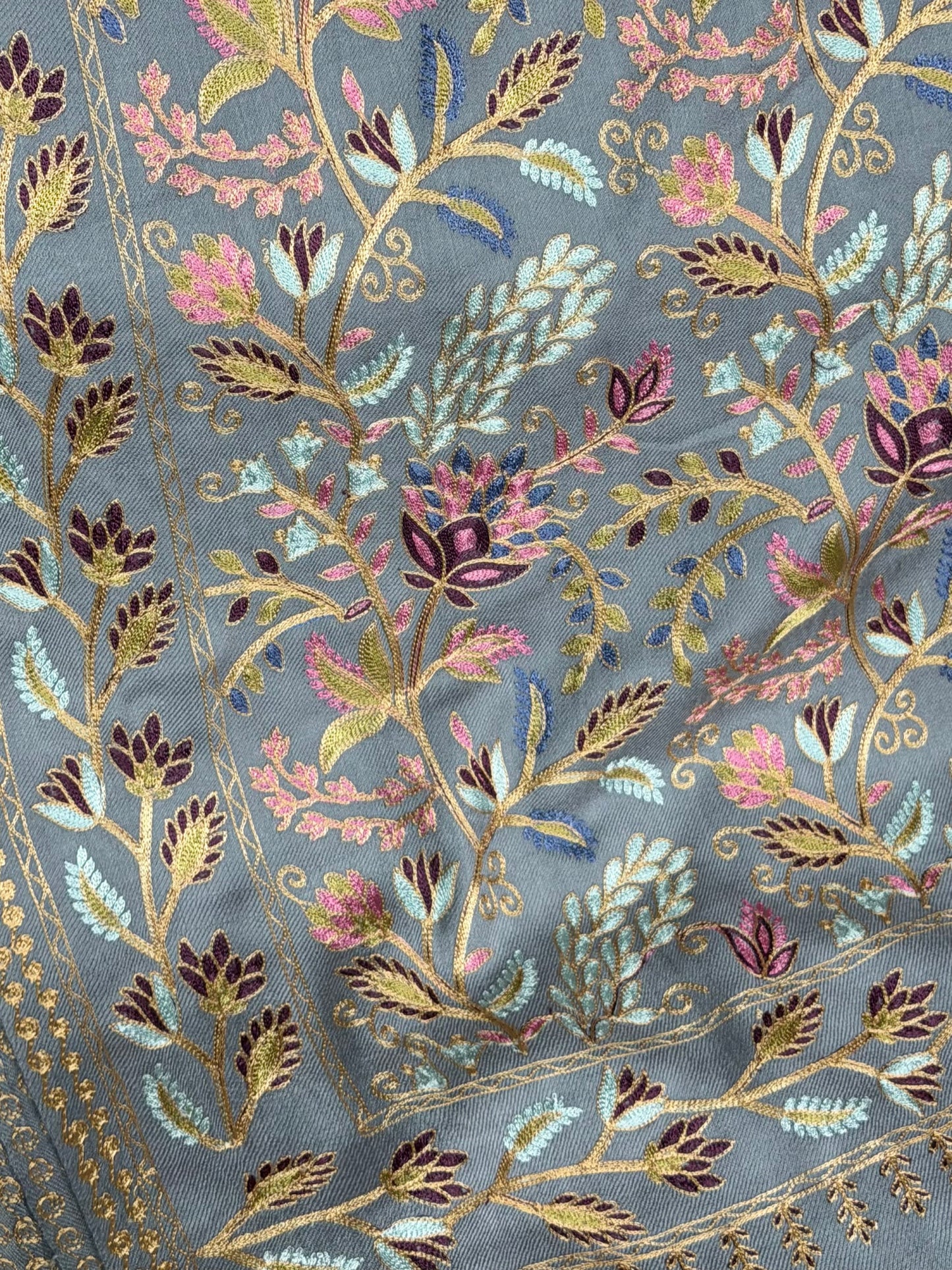 Kashmiri Jaal Shawl | Full Embroidered Shawl Resham Work Aar Embroidery