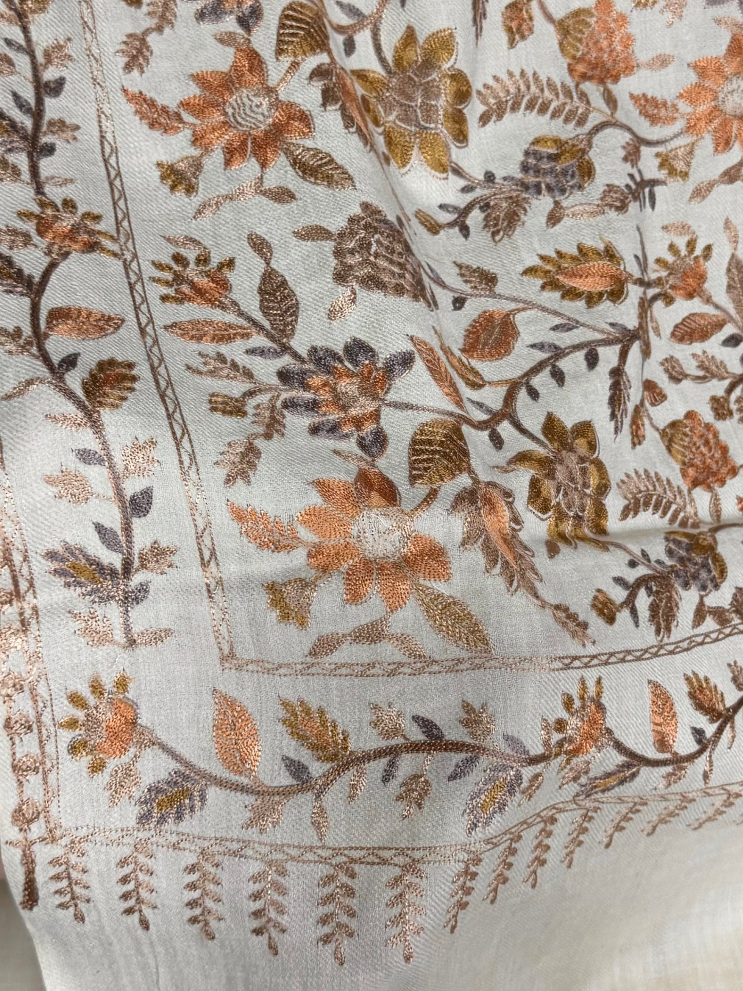 Kashmiri Jaal Shawl | Full Embroidered Shawl Resham Work Aar Embroidery