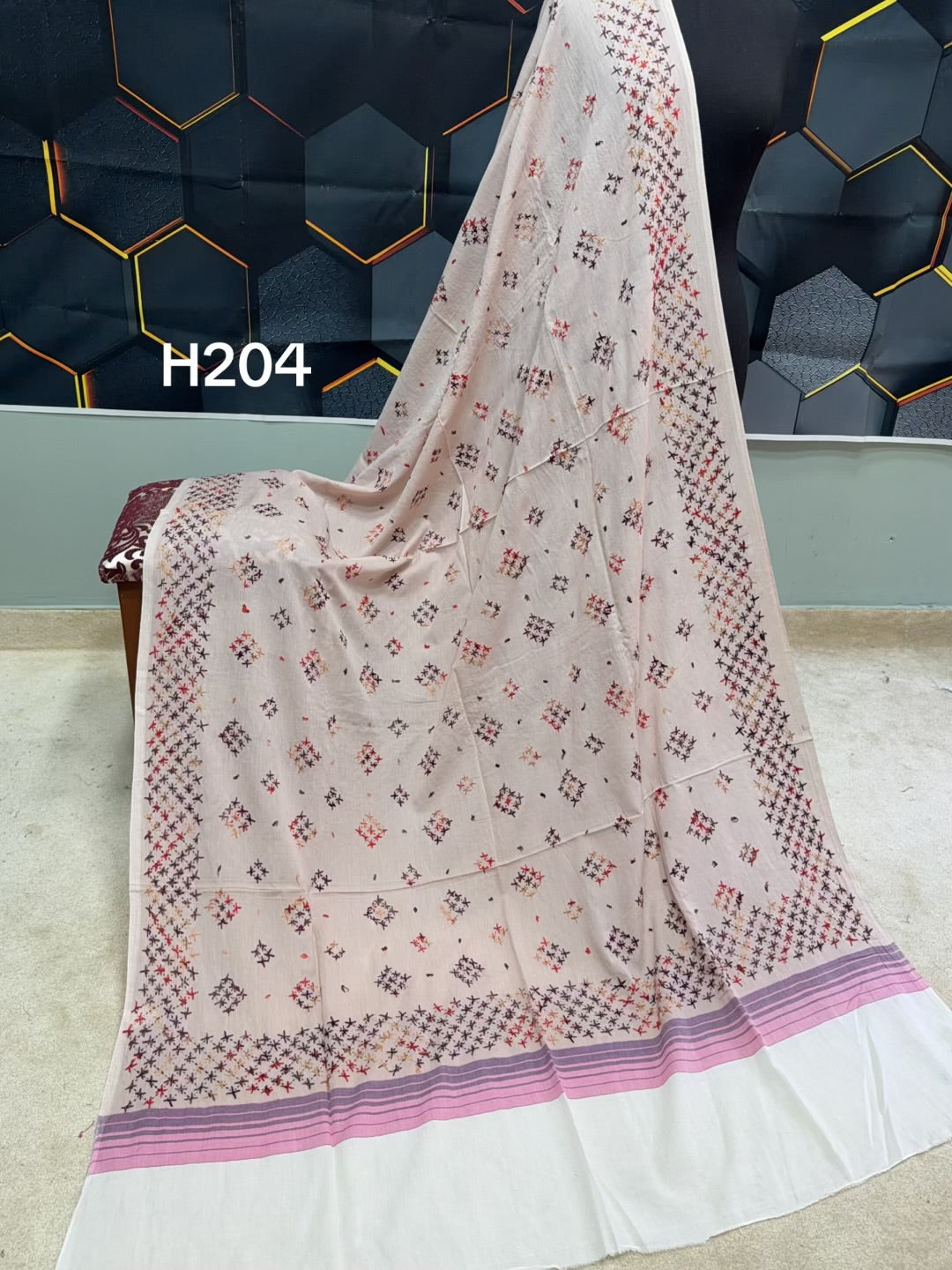 Handmade Lawn Shawl | Fine Thread Work Pure Lawn Shawl H204