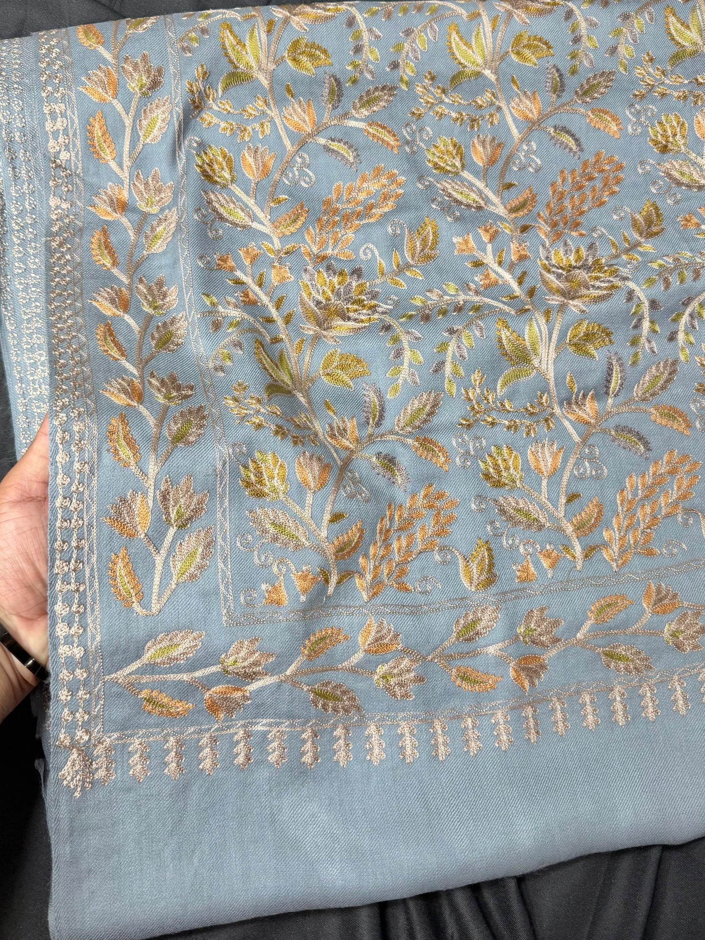 Kashmiri Jaal Shawl | Full Embroidered Shawl Resham Work Aar Embroidery