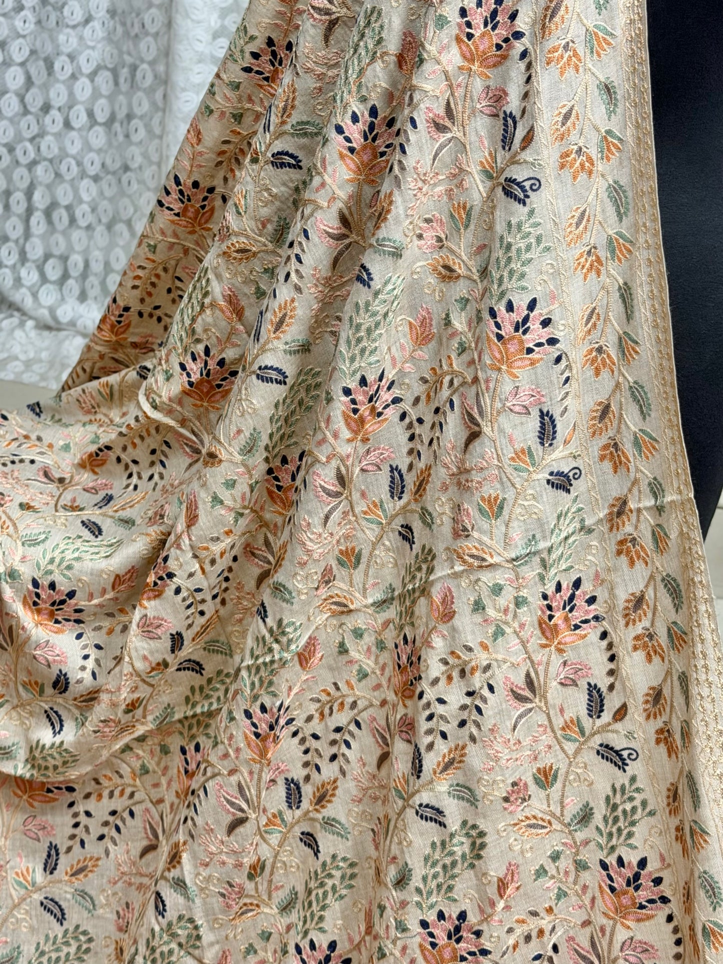 Kashmiri Jaal Shawl | Full Embroidered Shawl Resham Work Aar Embroidery