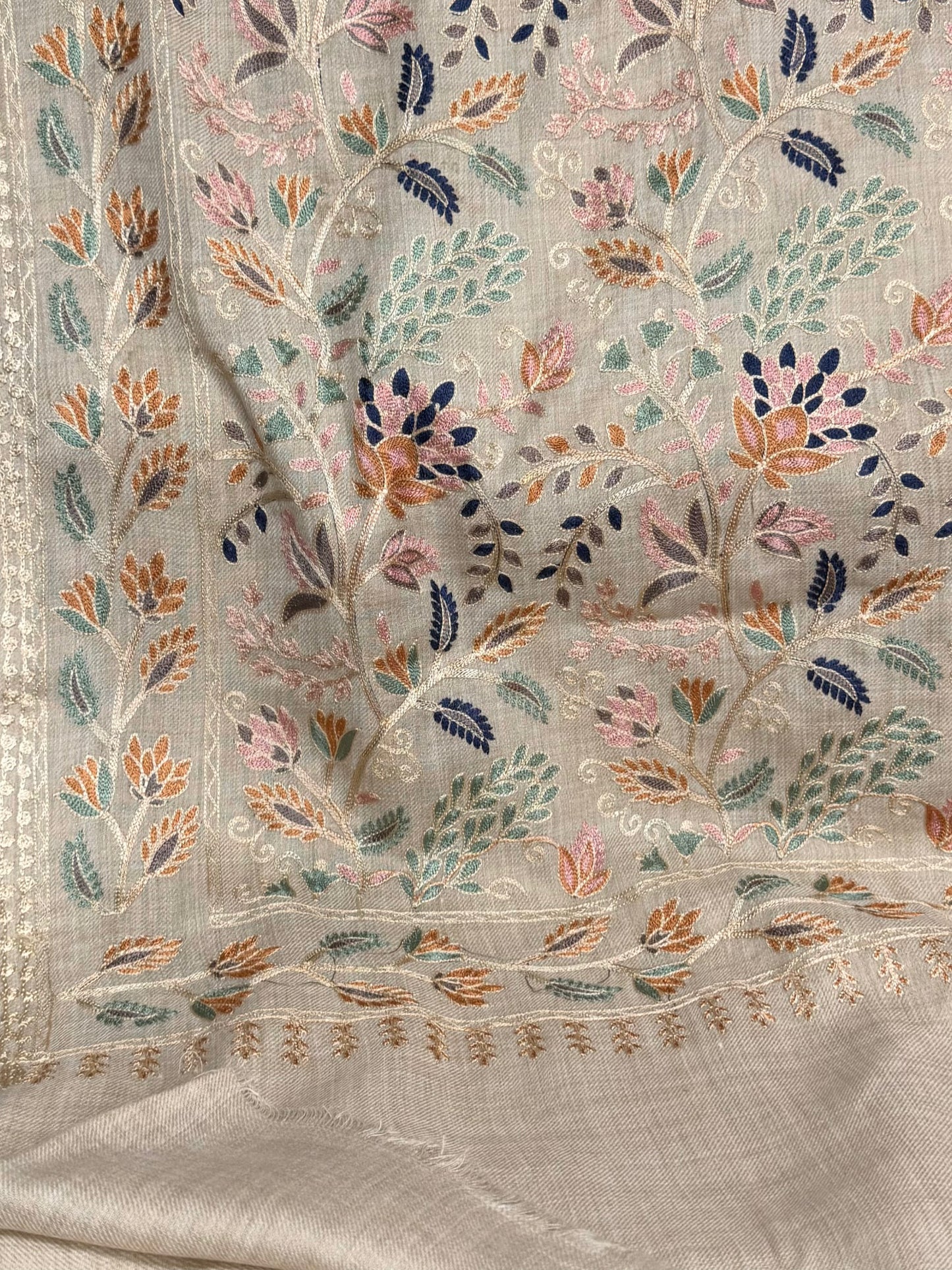 Kashmiri Jaal Shawl | Full Embroidered Shawl Resham Work Aar Embroidery
