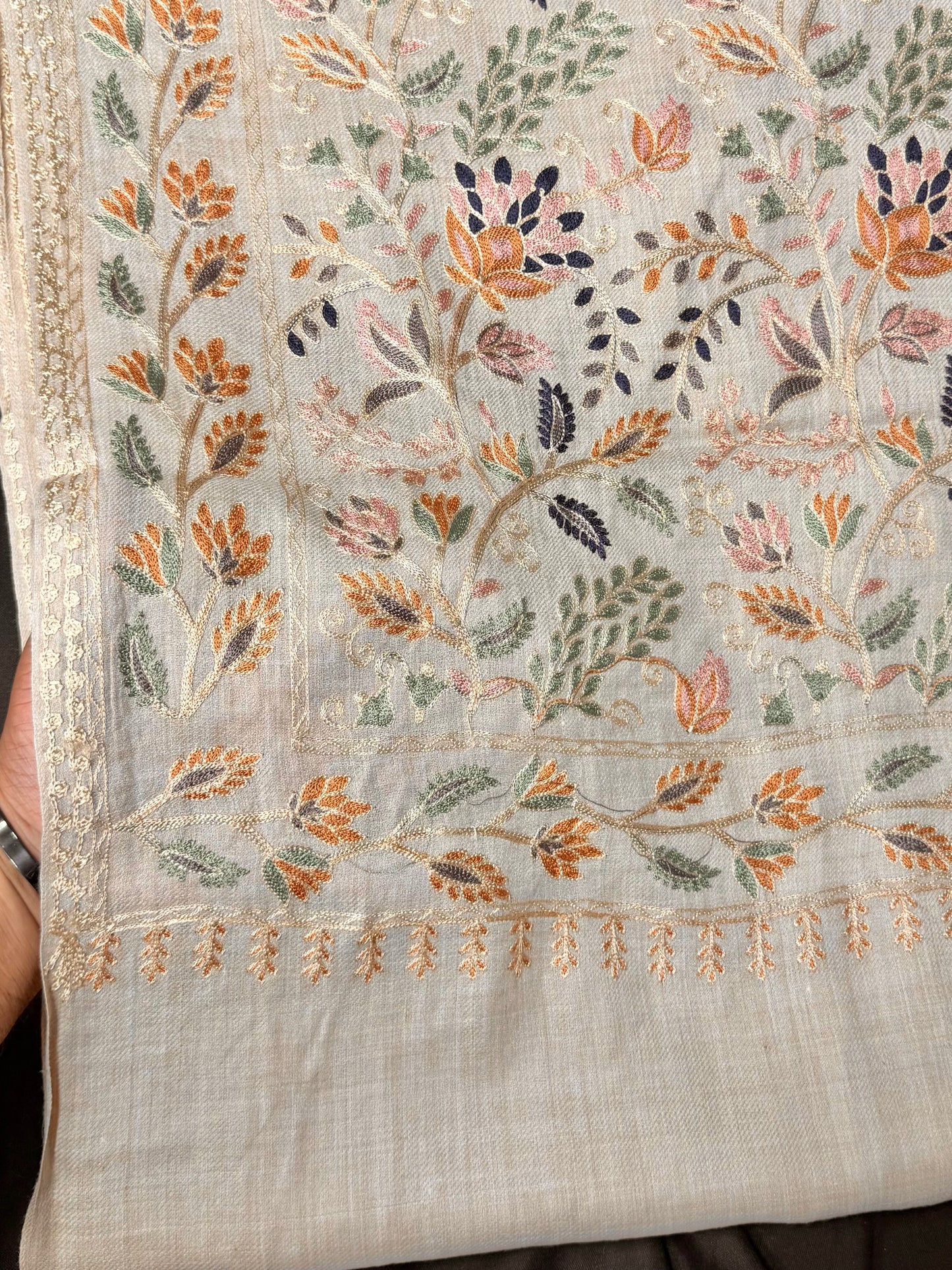 Kashmiri Jaal Shawl | Full Embroidered Shawl Resham Work Aar Embroidery