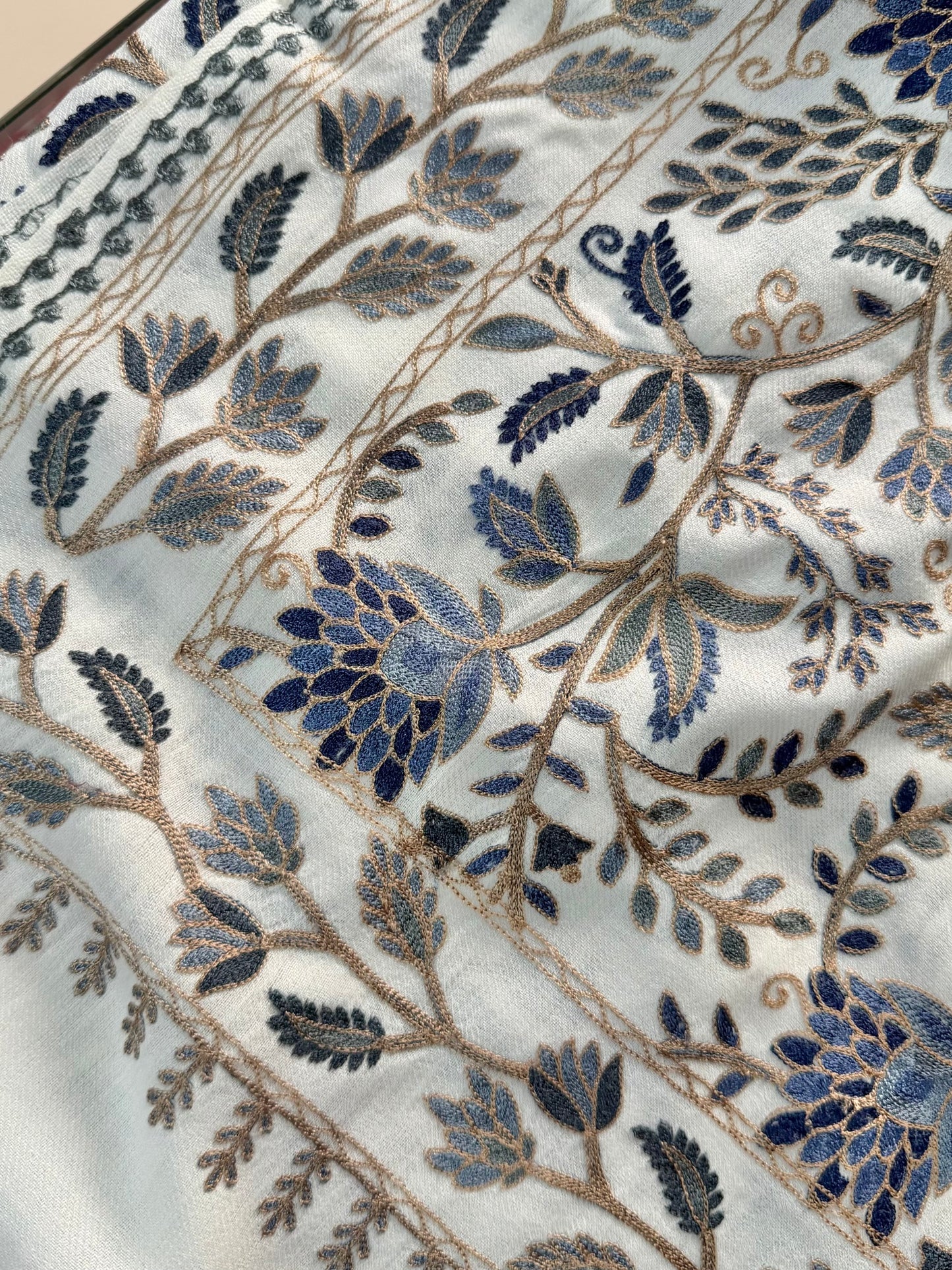 Kashmiri Jaal Shawl | Full Embroidered Shawl Resham Work Aar Embroidery
