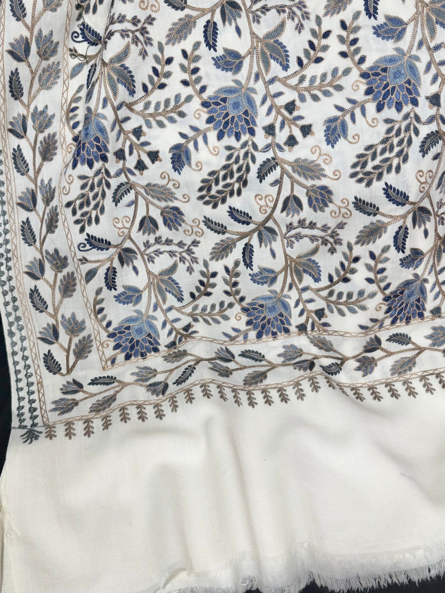 Kashmiri Jaal Shawl | Full Embroidered Shawl Resham Work Aar Embroidery