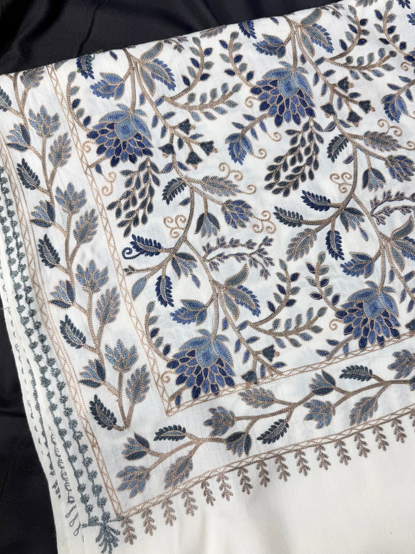Kashmiri Jaal Shawl | Full Embroidered Shawl Resham Work Aar Embroidery