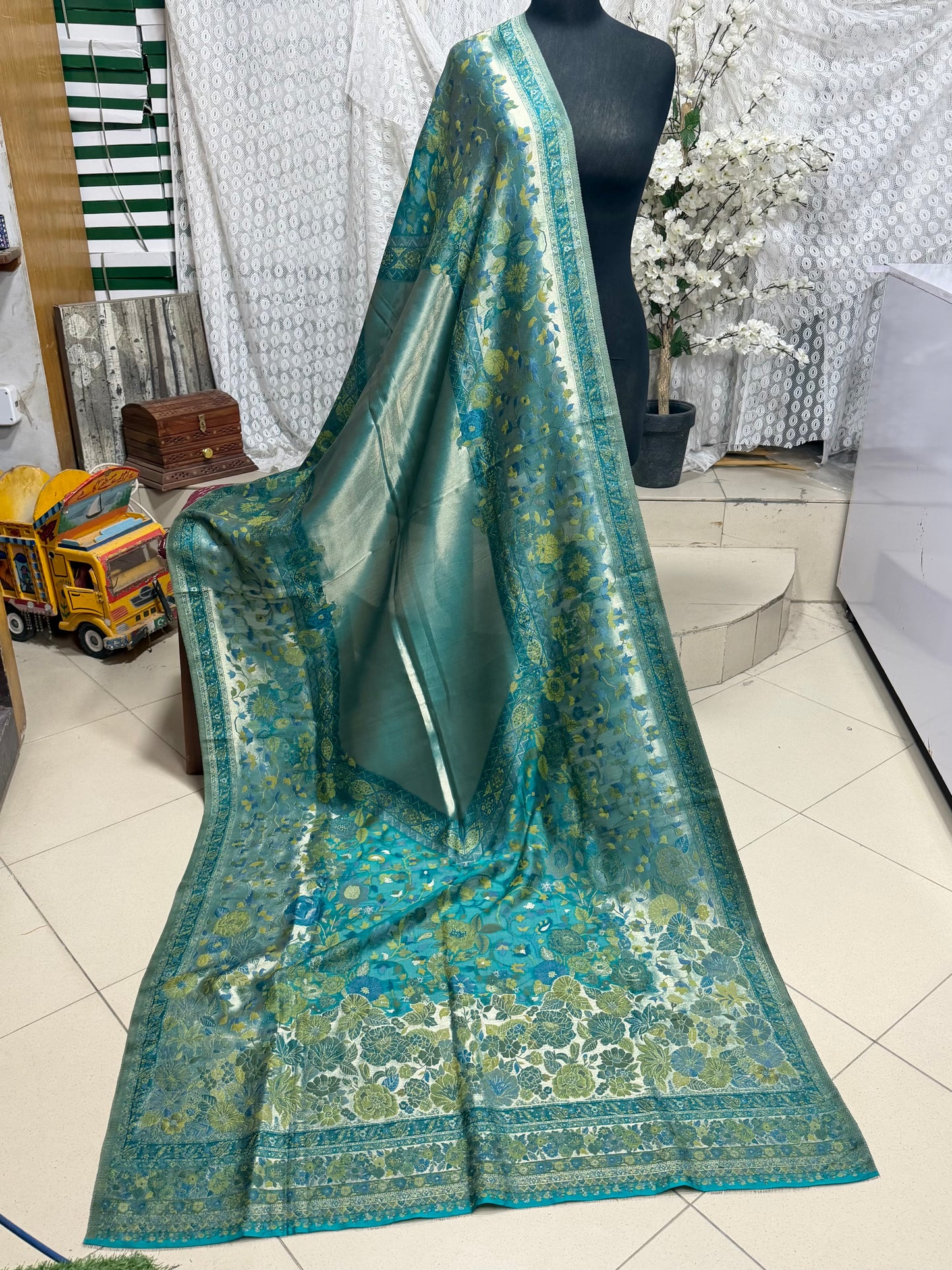 Moonlight Kani Silk Shawl, Wedding Wrap Perfect Gift Made in Kashmir
