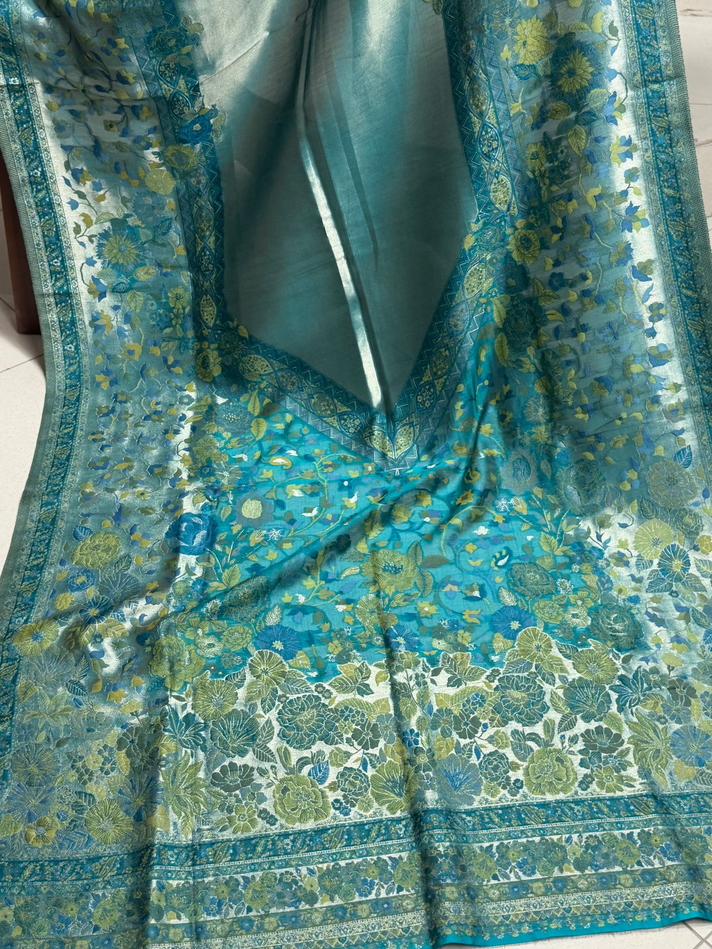 Moonlight Kani Silk Shawl, Wedding Wrap Perfect Gift Made in Kashmir