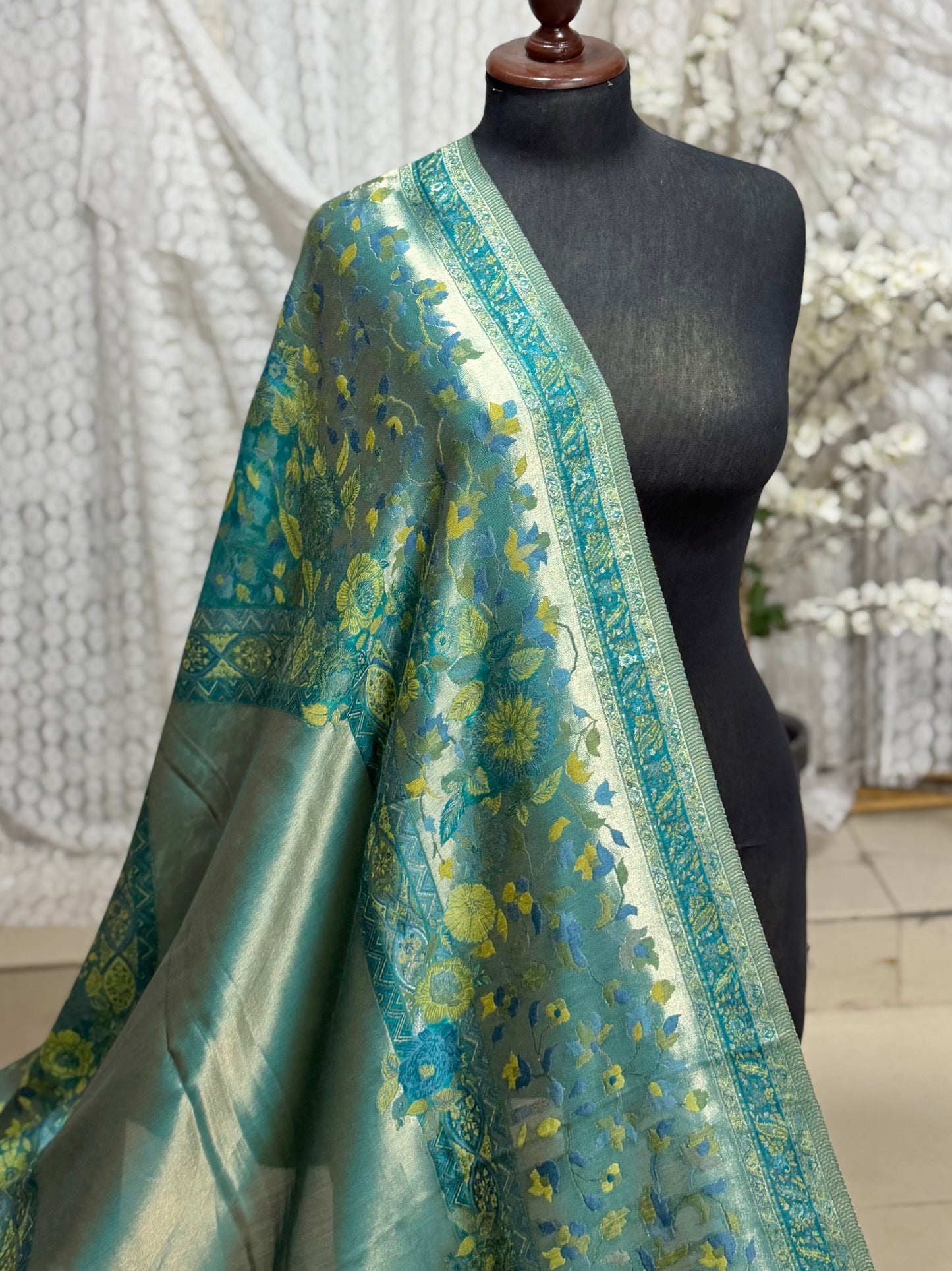 Moonlight Kani Silk Shawl, Wedding Wrap Perfect Gift Made in Kashmir