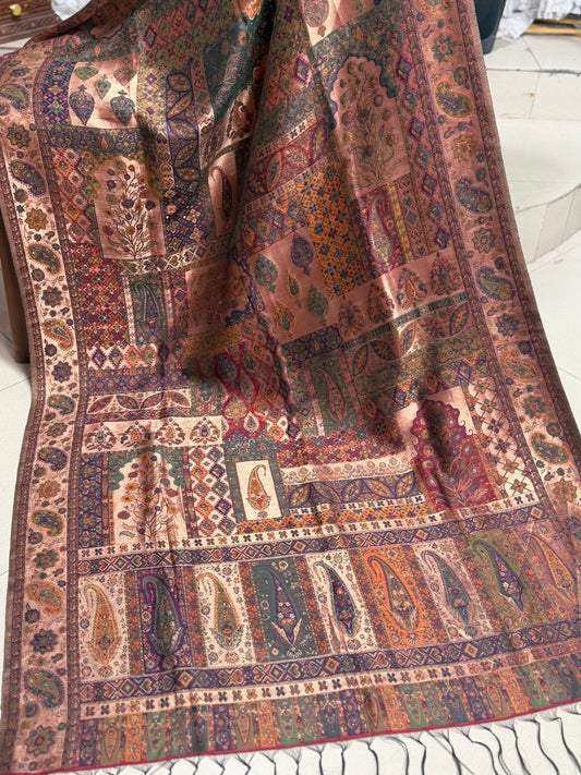 Moonlight Kani Silk Shawl, Wedding Wrap Perfect Gift Made in Kashmir