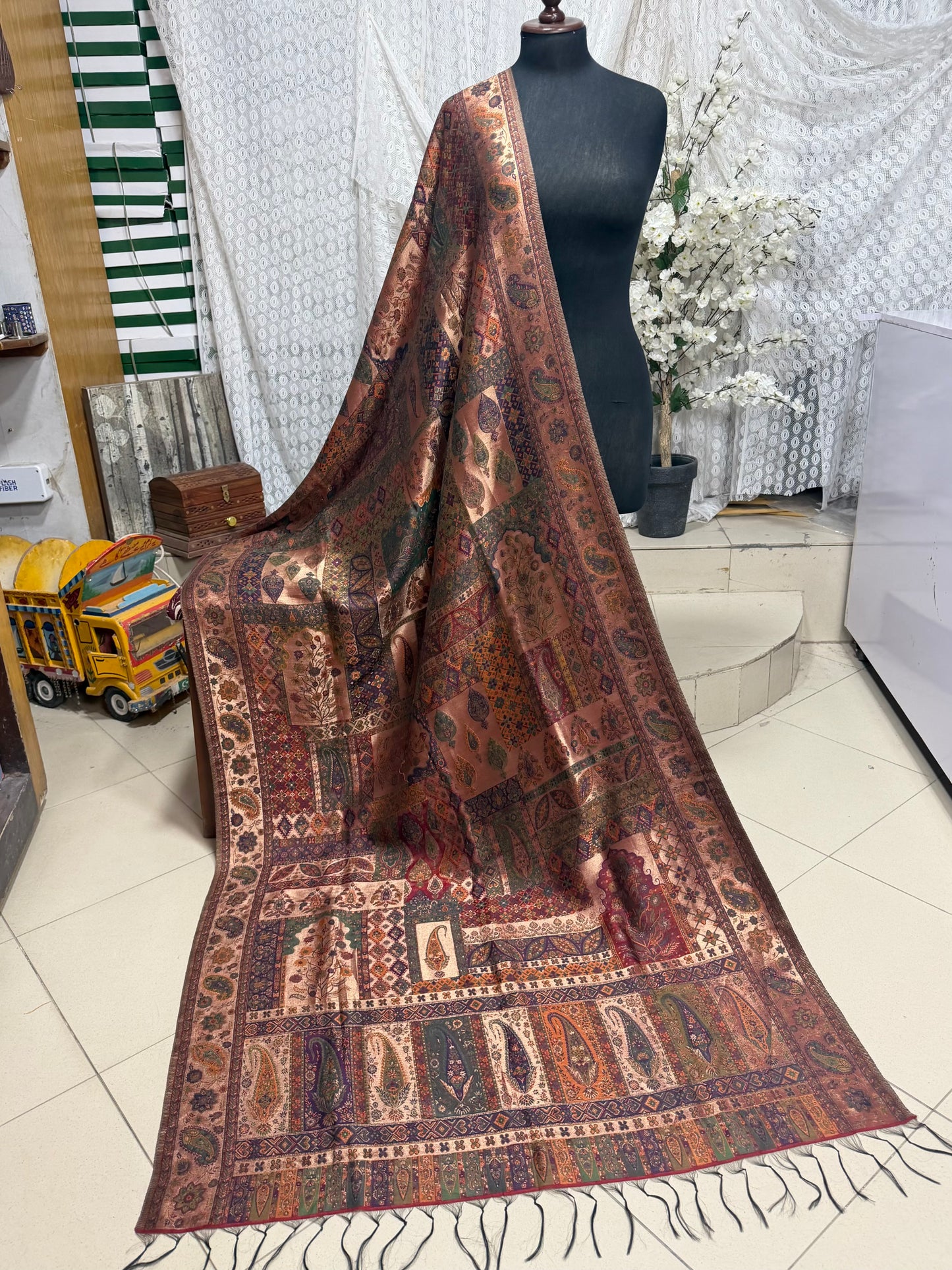 Moonlight Kani Silk Shawl, Wedding Wrap Perfect Gift Made in Kashmir