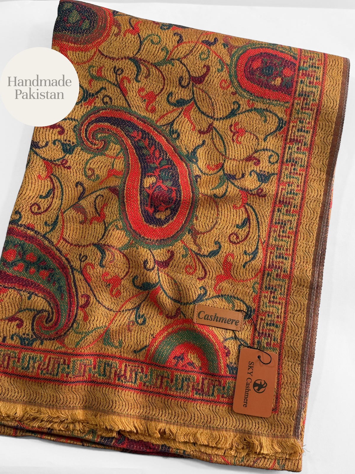 Kani Shawl | Sky Cashmere Pure Wool Shawl Perfect Soft Material for Winter | Mustard