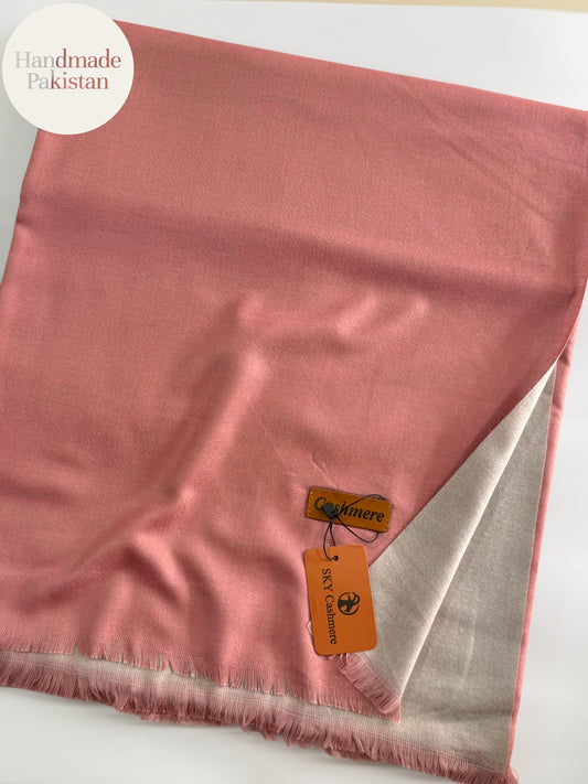 Reversible Pashmina Shawl | Double Side Pure Plain Pashmina Shawl | Pink Grey