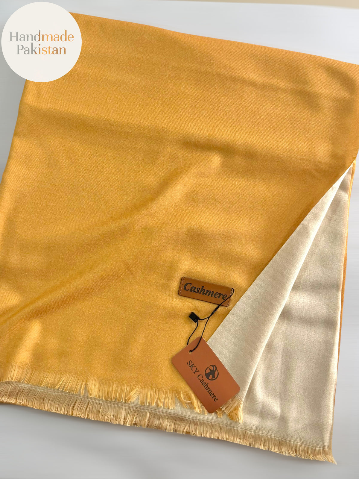 Reversible Pashmina Shawl | Double Side Pure Plain Pashmina Shawl | Mustard Yellow