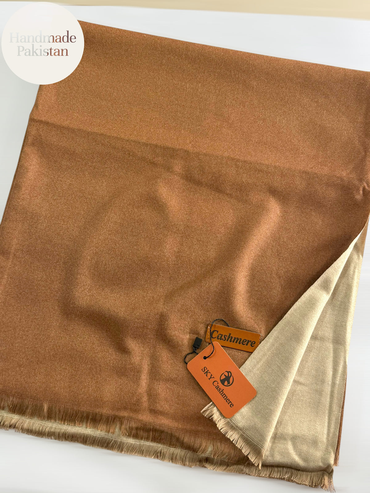 Reversible Pashmina Shawl | Double Side Pure Plain Pashmina Shawl | Dark Skin Beige