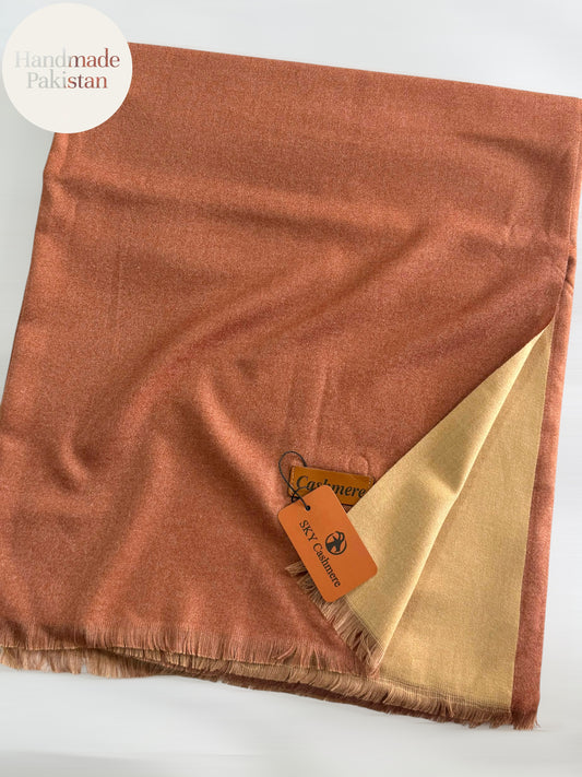 Reversible Pashmina Shawl | Double Side Pure Plain Pashmina Shawl | Camel Brown