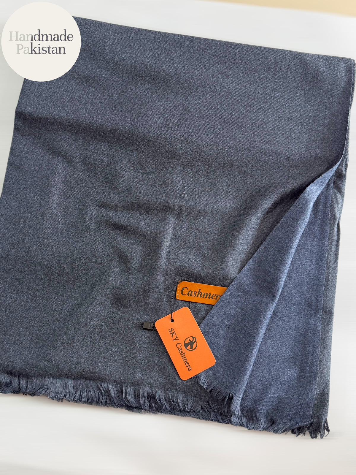 Reversible Pashmina Shawl | Double Side Pure Plain Pashmina Shawl | Blue