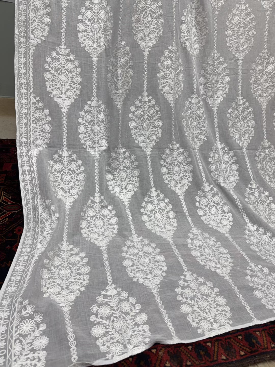White Lawn Shawl | Full Embroidered Aari Work 2.7 Yards