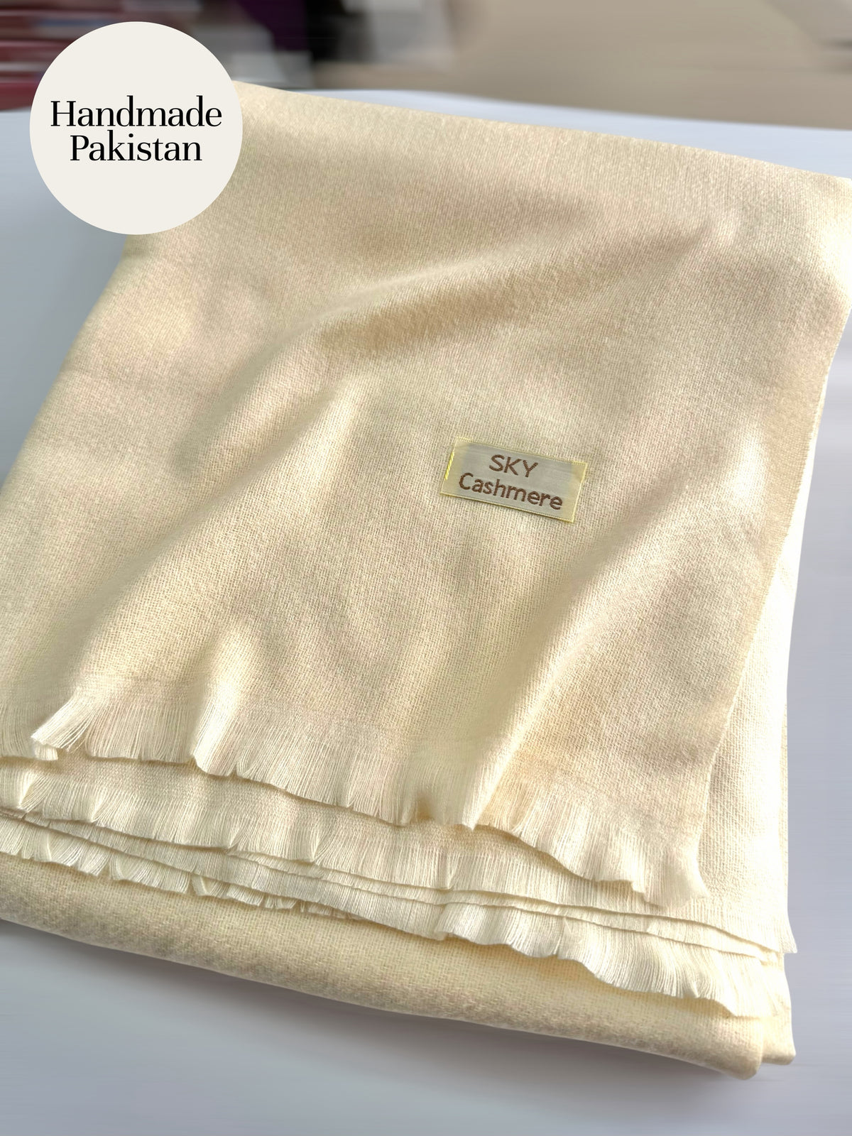 Sky Cashmere Plain Pashmina Shawl Perfect Soft Material for Winter | Off White