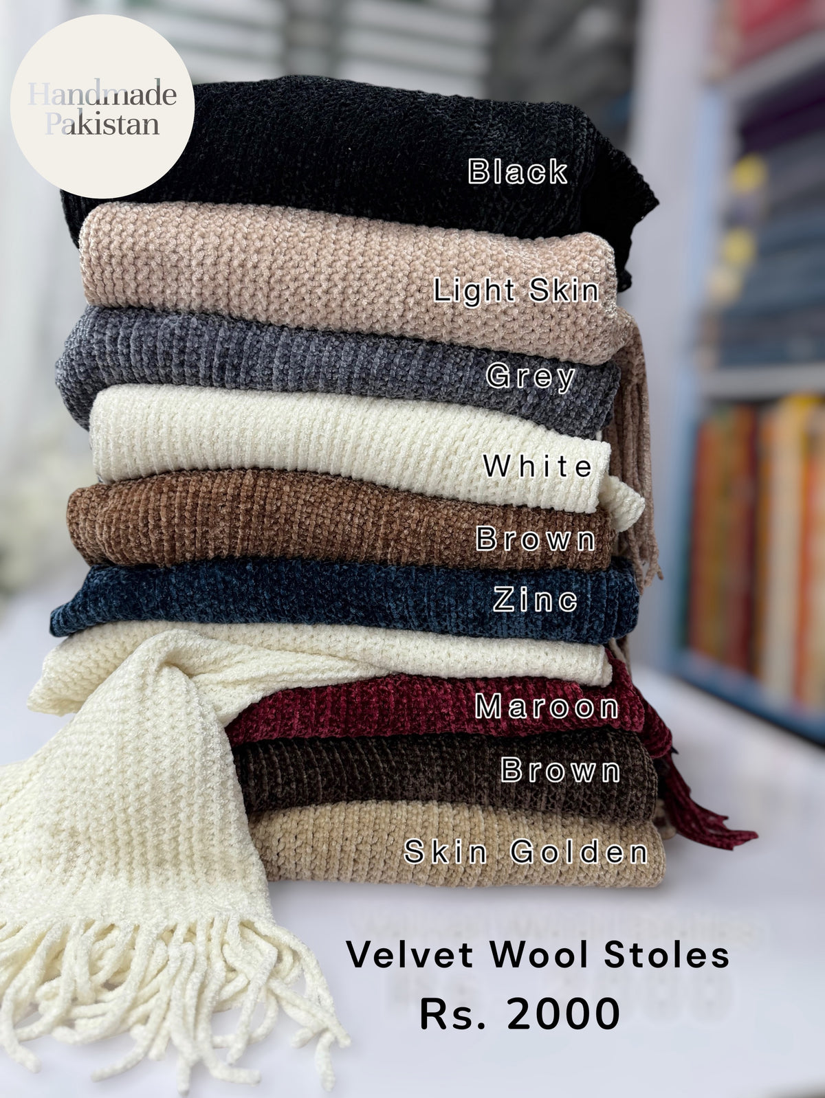 Plain Stole | Velvet Wool Plain Stole New Arrival Sale Price and Perfect Gift For Winters | Black