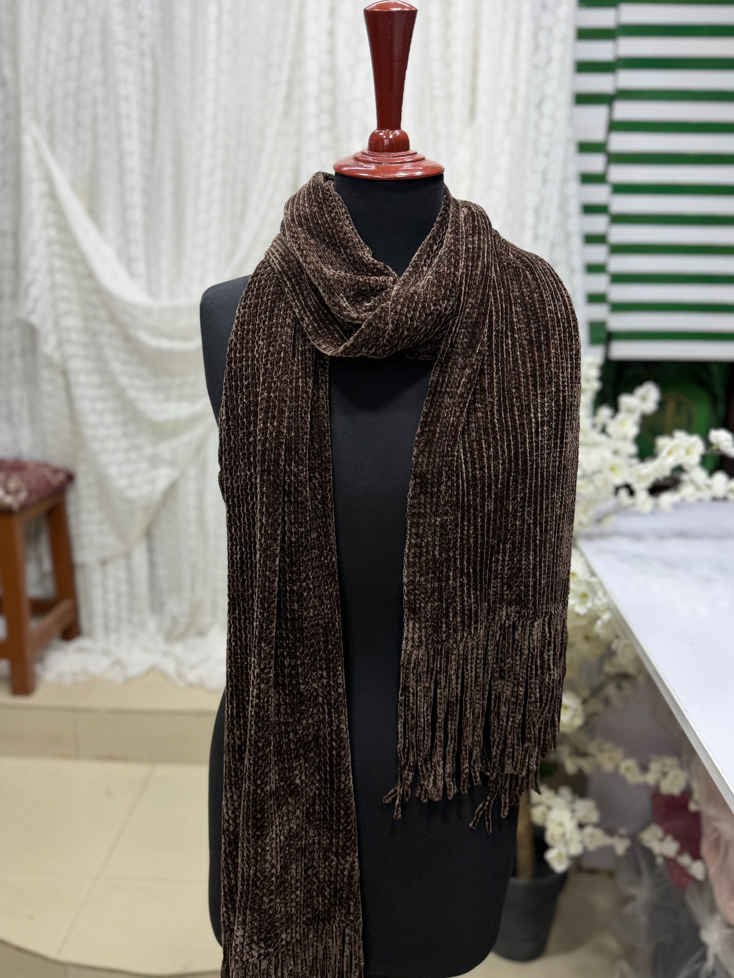 Plain Stole | Velvet Wool Plain Stole New Arrival Sale Price and Perfect Gift For Winters | Choc Brown