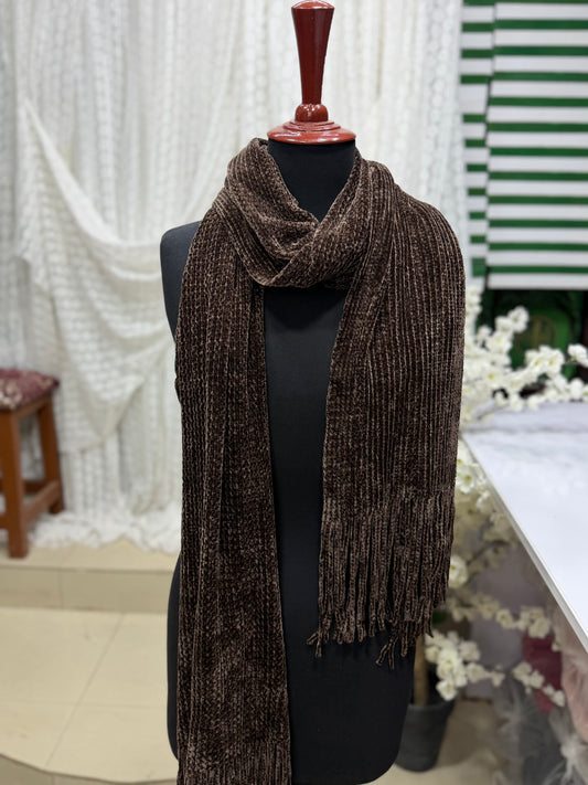Plain Stole | Velvet Wool Plain Stole New Arrival Sale Price and Perfect Gift For Winters | Choc Brown