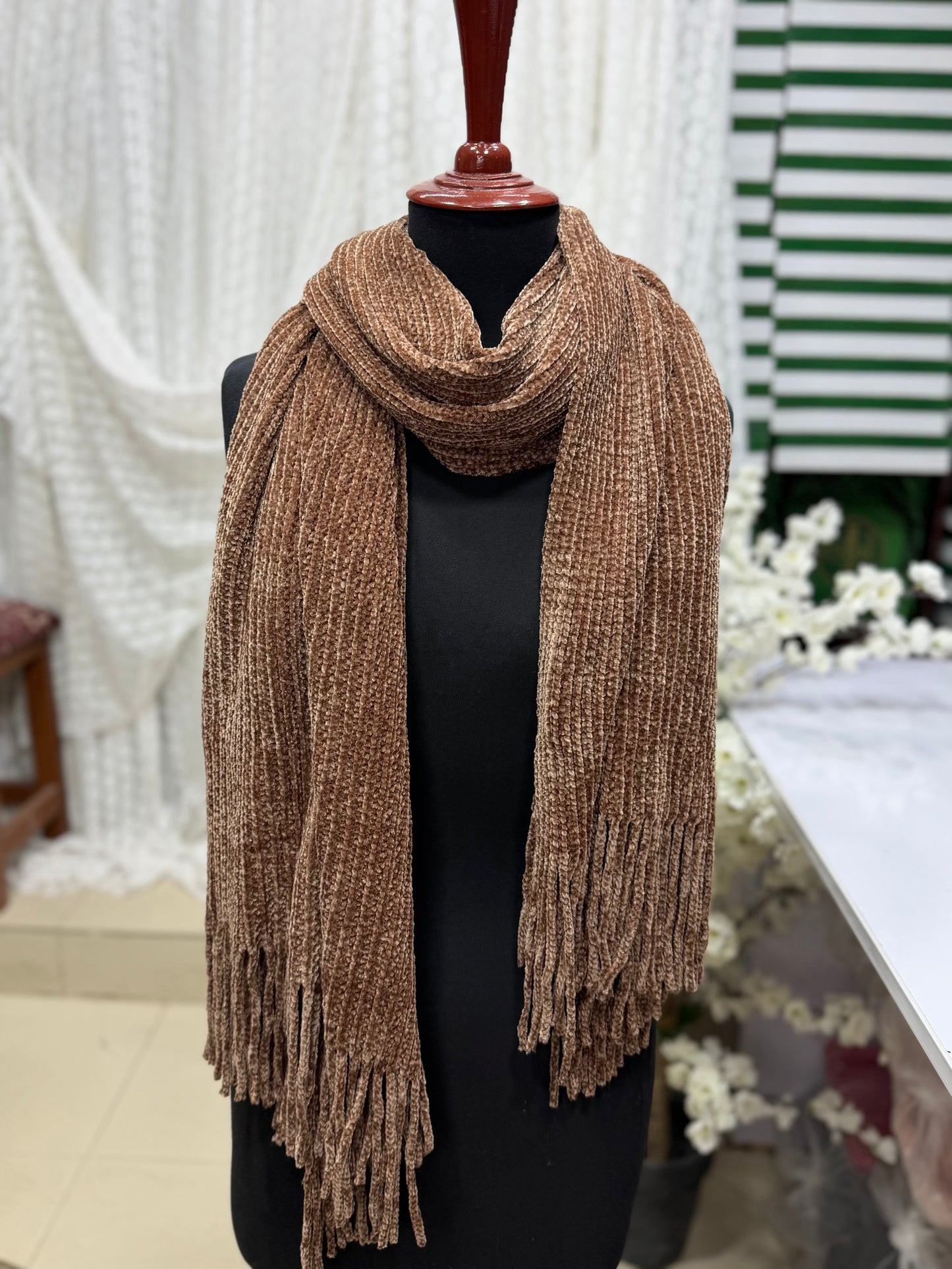 Plain Stole | Velvet Wool Plain Stole New Arrival Sale Price and Perfect Gift For Winters | Brown