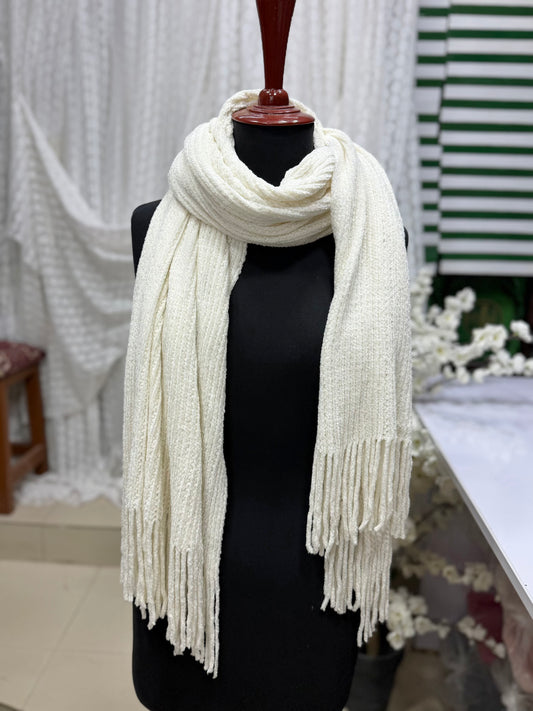 Plain Stole | Velvet Wool Plain Stole New Arrival Sale Price and Perfect Gift For Winters | Off White