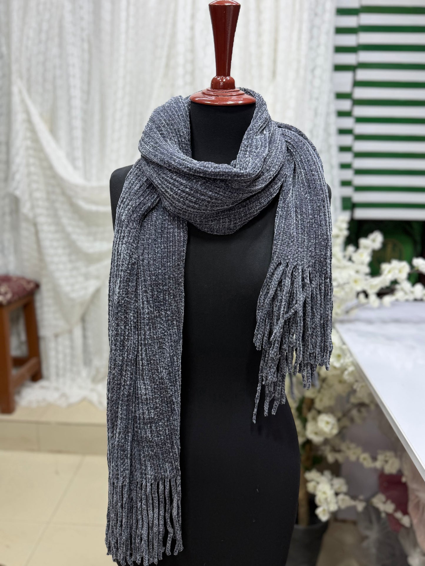 Plain Stole | Velvet Wool Plain Stole New Arrival Sale Price and Perfect Gift For Winters | Grey