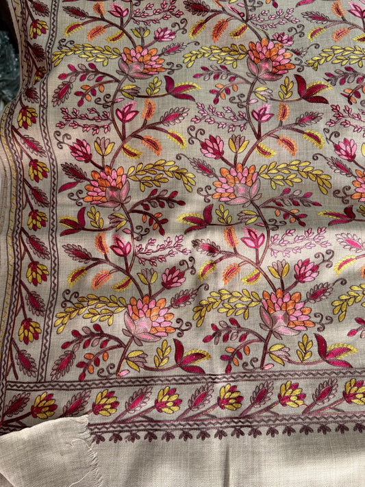 Kashmiri Jaal Shawl | Full Embroidered Shawl Resham Work Aar Embroidery