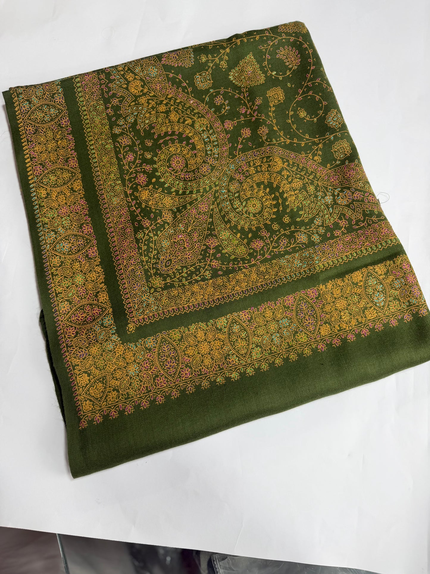 Pashmina Shawl | Hand Embroidery on Print Beautiful Shawl | Mehndi