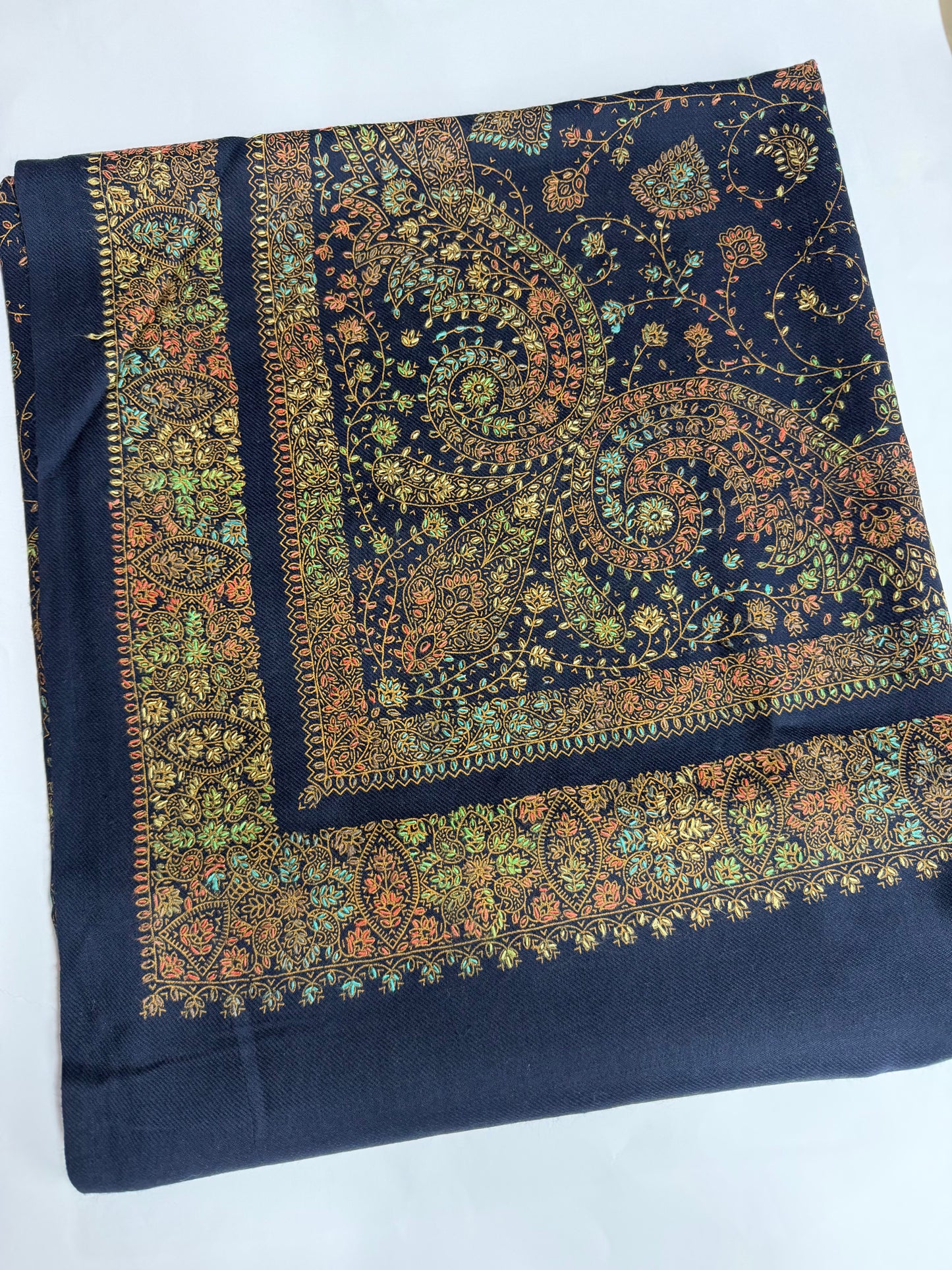 Pashmina Shawl | Hand Embroidery on Print Beautiful Shawl | Blue