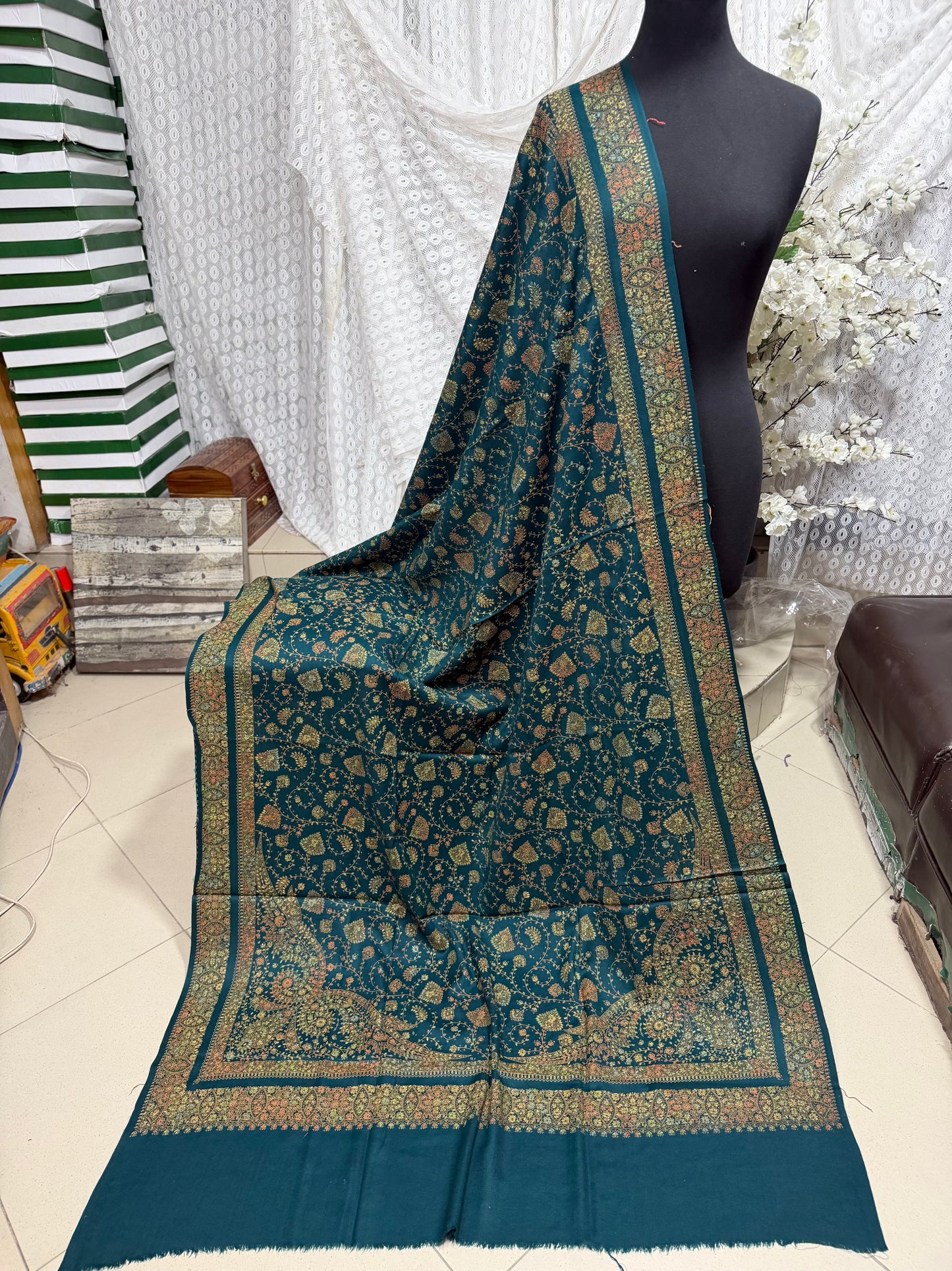 Pashmina Shawl | Hand Embroidery on Print Beautiful Shawl | Zinc