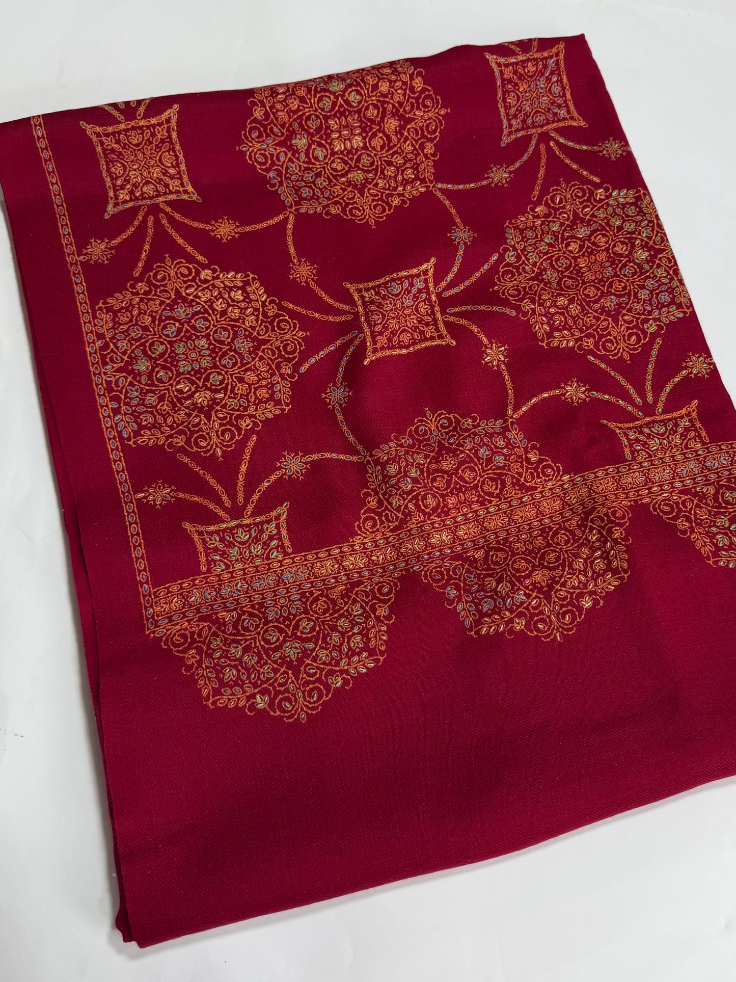 Pashmina Shawl Jaal | Hand Embroidery and Print Beautiful Shawl in Sale | Maroon