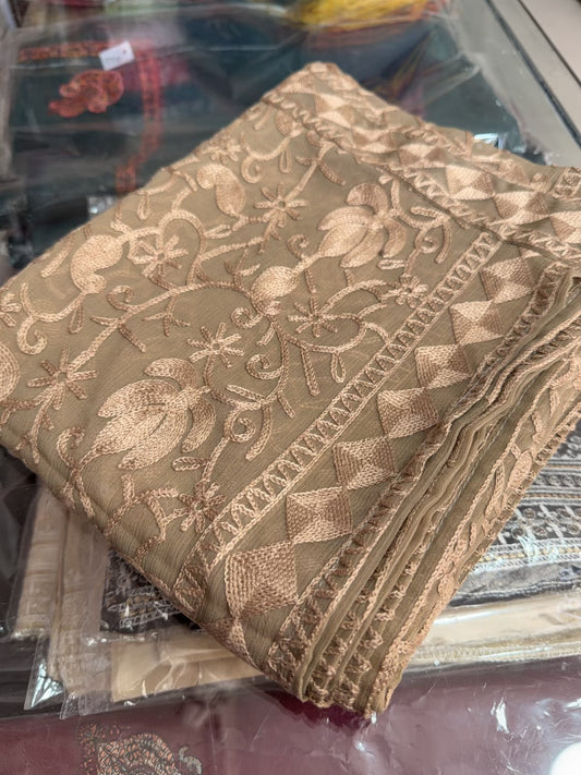 Crinkle Chiffon Kashmiri Jaal Embroidered Dupatta | Skin