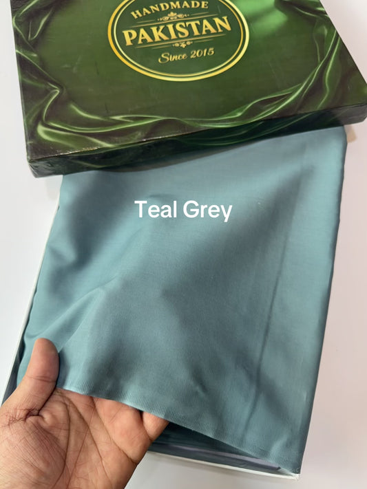 Gents Cotton Suit | Plain Supreme Cotton Burewala Suit | Teal Grey