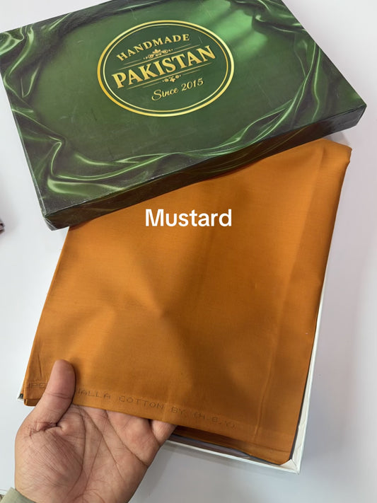 Gents Cotton Suit | Plain Supreme Cotton Burewala Suit | Mustard