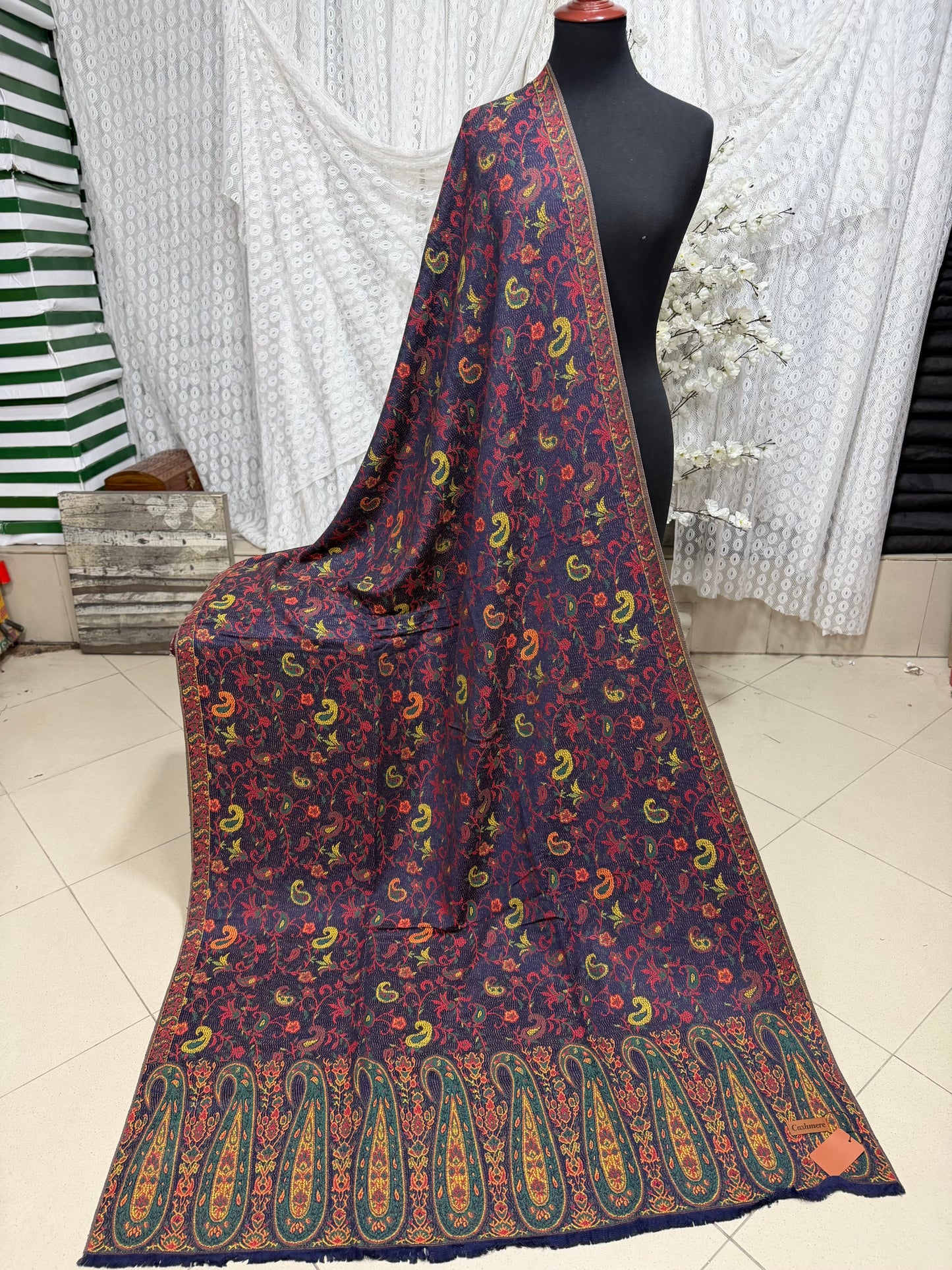 Kani Shawl | Sky Cashmere Pure Wool Shawl Perfect Soft Material for Winter | Blue
