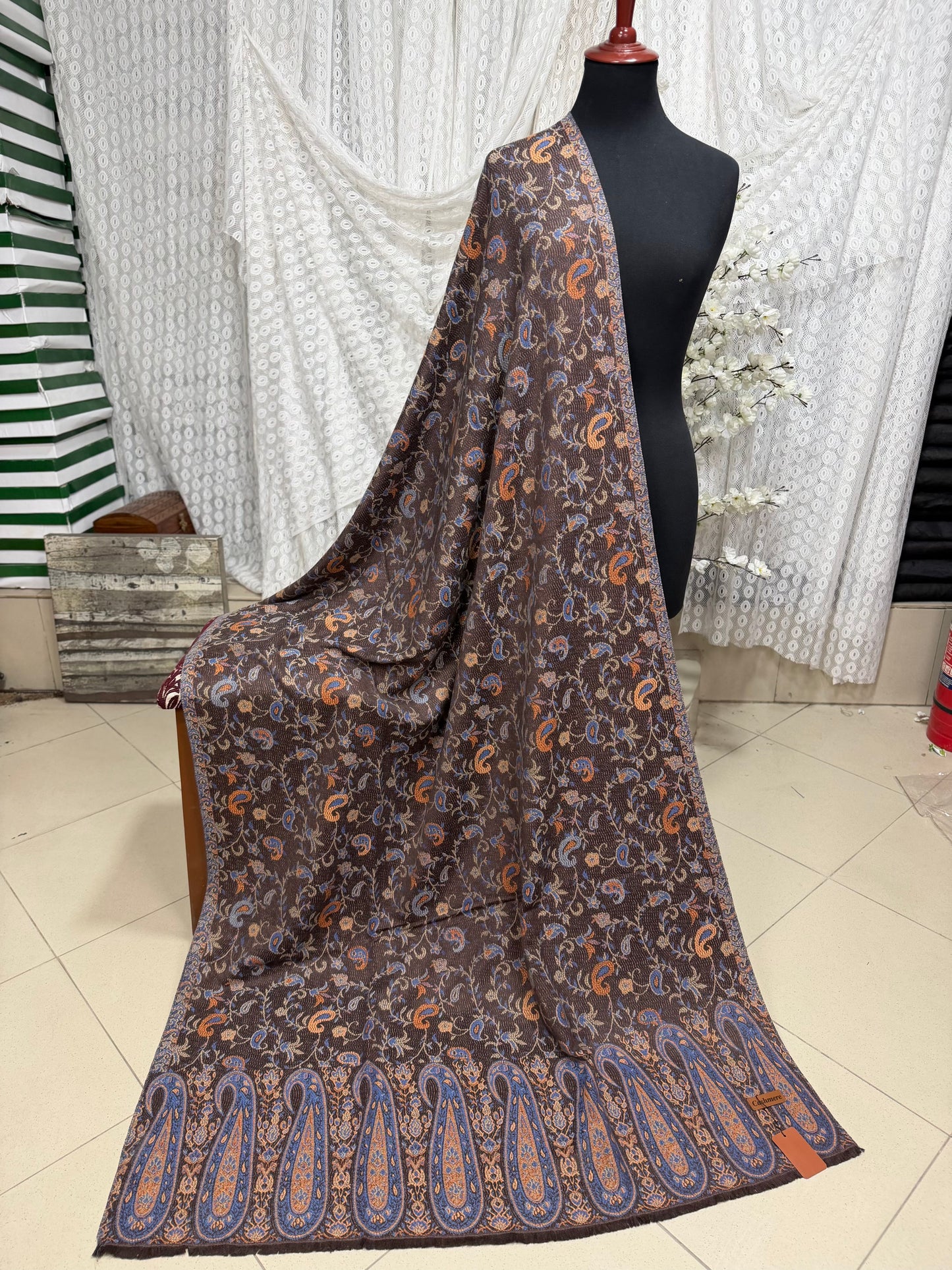 Kani Shawl | Sky Cashmere Pure Wool Shawl Perfect Soft Material for Winter | Brown