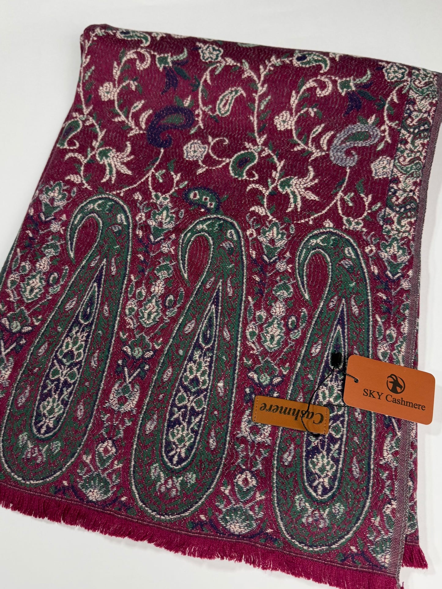 Kani Shawl | Sky Cashmere Pure Wool Shawl Perfect Soft Material for Winter | Maroon