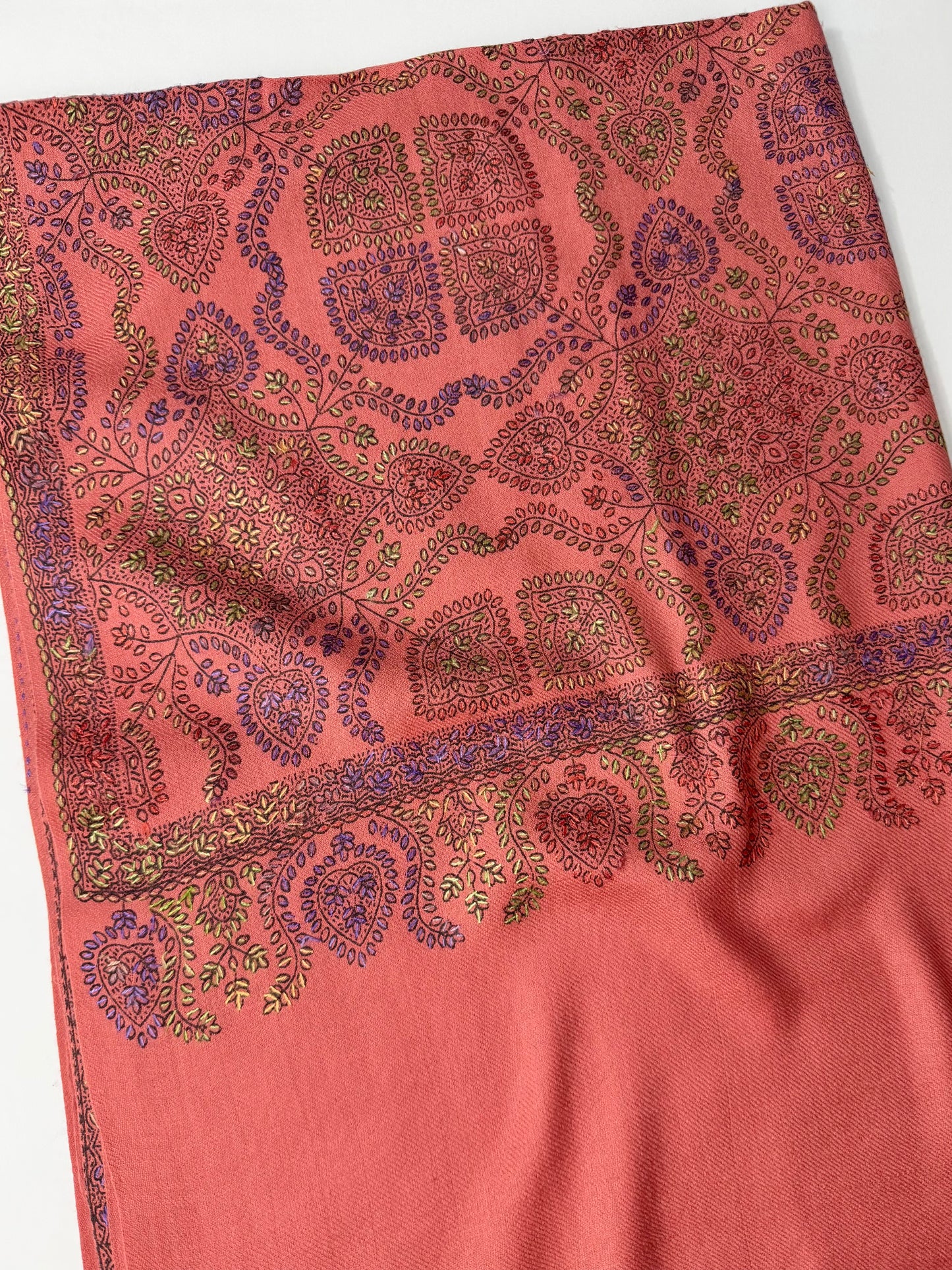 Pashmina Stole | Print and Embroidery in Sale Price Perfect for Gifts | Tea Pink
