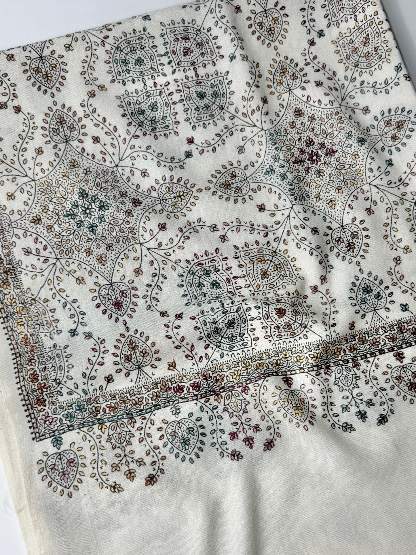 Pashmina Stole | Print and Embroidery in Sale Price Perfect for Gifts | Off White