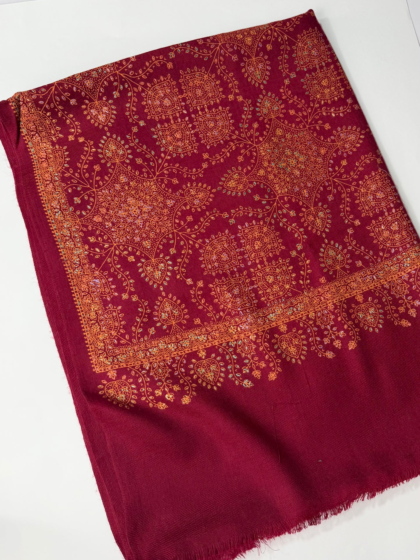 Pashmina Stole | Print and Embroidery in Sale Price Perfect for Gifts | Maroon