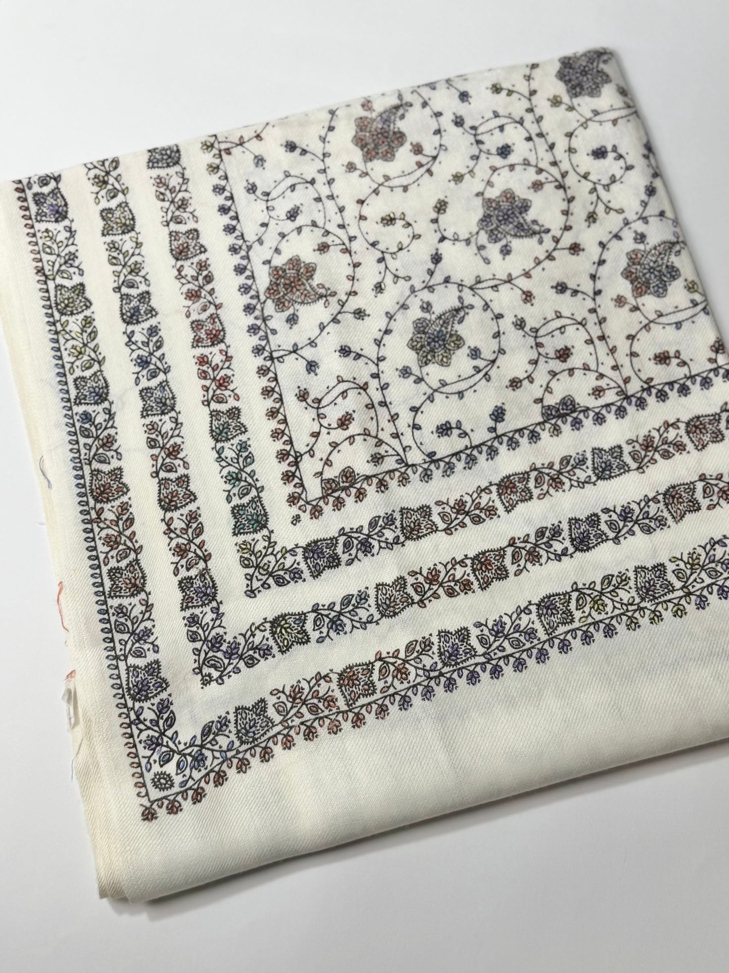 Pashmina Stole | Print and Embroidery in Sale Price Perfect for Gifts | Off White