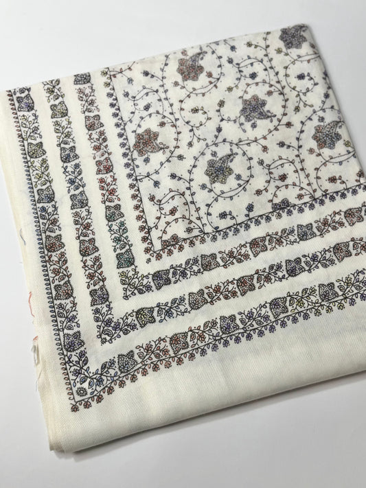 Pashmina Stole | Print and Embroidery in Sale Price Perfect for Gifts | Off White