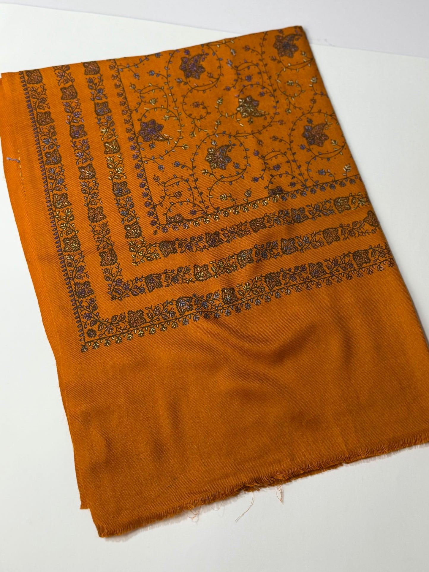 Pashmina Stole | Print and Embroidery in Sale Price Perfect for Gifts | Rust