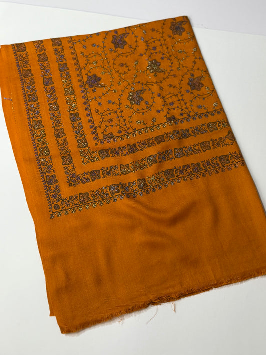 Pashmina Stole | Print and Embroidery in Sale Price Perfect for Gifts | Rust